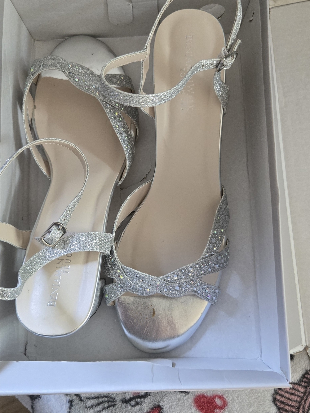 Benjamin Walk Silver Glitter Strappy Sandals